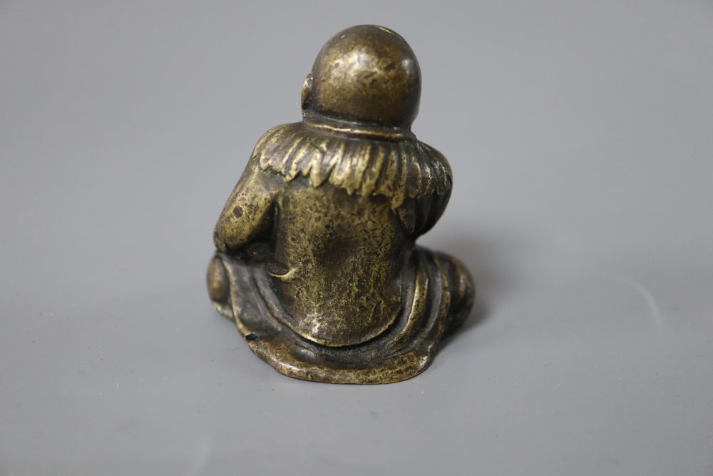 A Japanese bronze figure of a seated boy, height 5cm